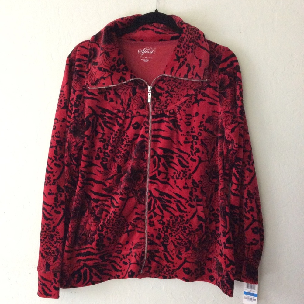 Style & Co Sport Casual Zip Front Velour Jacket